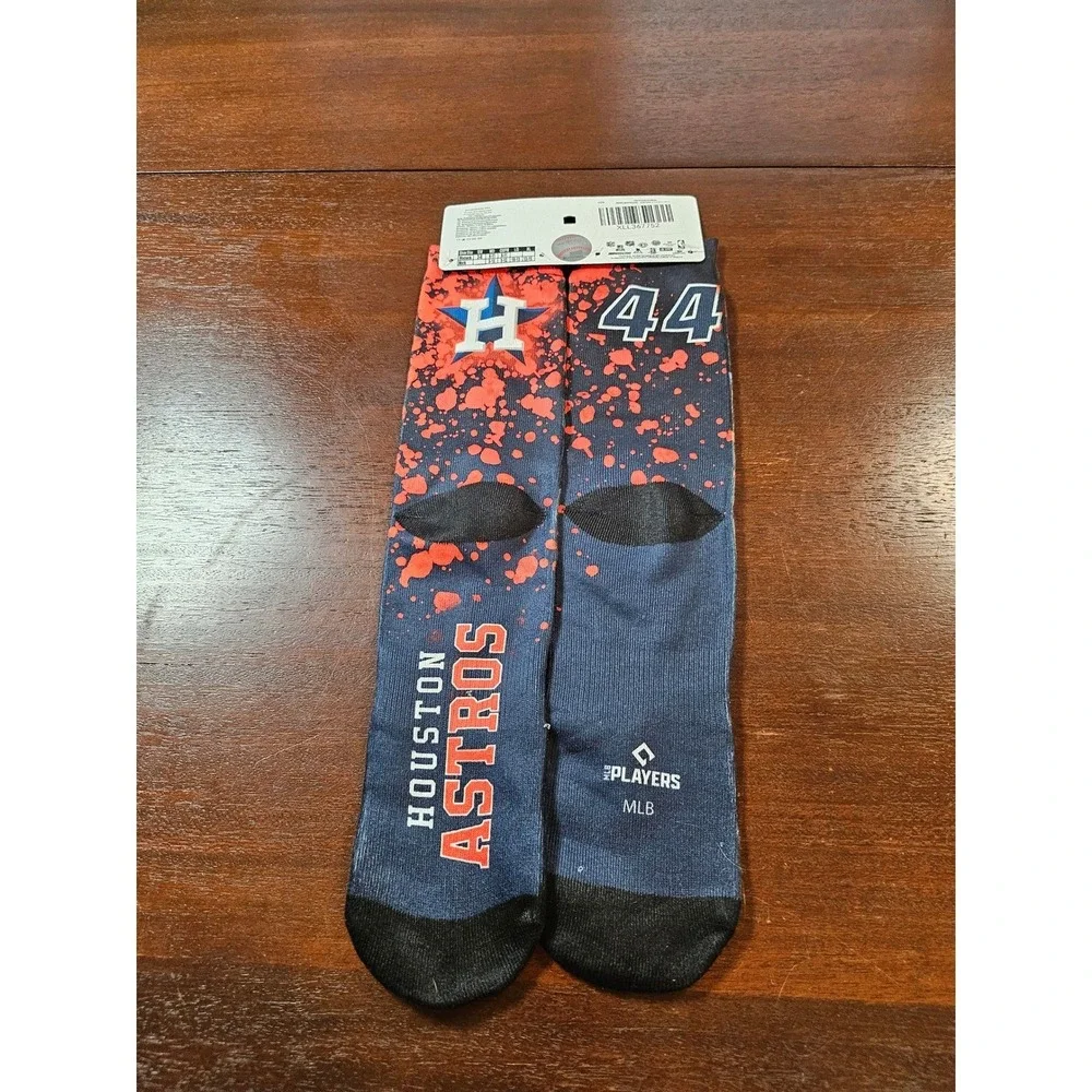 Houston Astros Yordan Alvarez MLB Socks Mens Large For Bare Feet Blue Orange 44